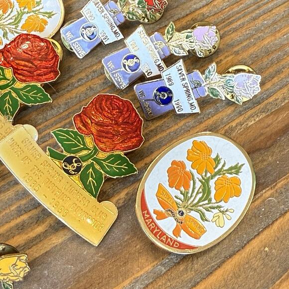 Lions Club Lioness Pins Lot Of 10 Rose State Of Maryland Pin Brooch Lapel Pins - Picture 2 of 15
